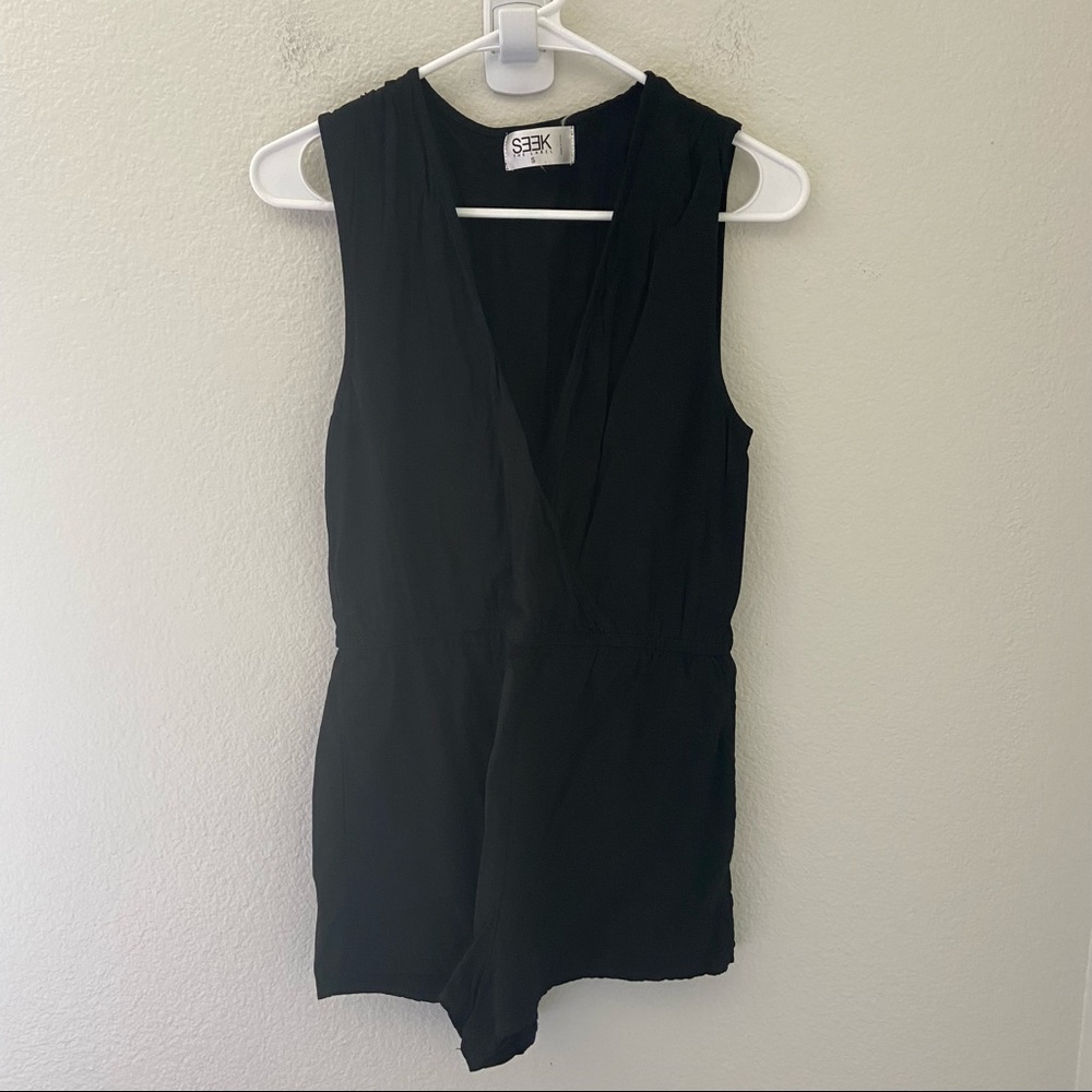 Seek The Label Sleeveless Black Romper V neckline